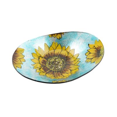 Sunflower Glass Large Oval Bowl
