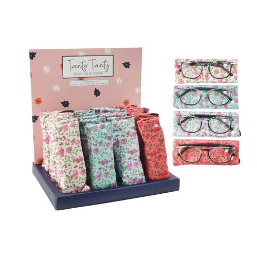 4 Assorted Floral Case Glasses