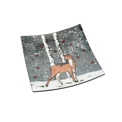 Stag Glass Small Square Plate