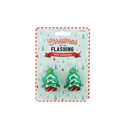 Joy to the World Flashing Tree Earrings