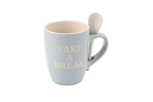 Blue 'Take a Break' Mug and Spoon Set