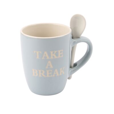 Blue 'Take a Break' Mug and Spoon Set