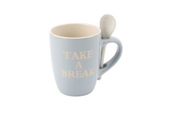 Ensemble mug et cuillère bleu « Take a Break »