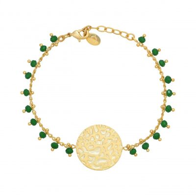 Bracelet COLLECTION CONSTANCE RHEA Agate Verte plaque or