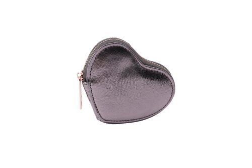 WR Metallics Anthracite Grey Heart Coin Purse