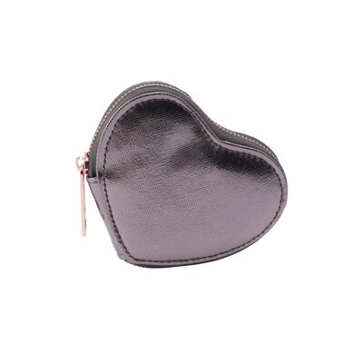 WR Metallics Anthracite Grey Heart Coin Purse