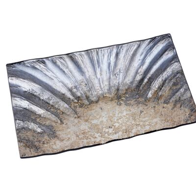 Blue & Silver Glass Medium Rectangular Plate