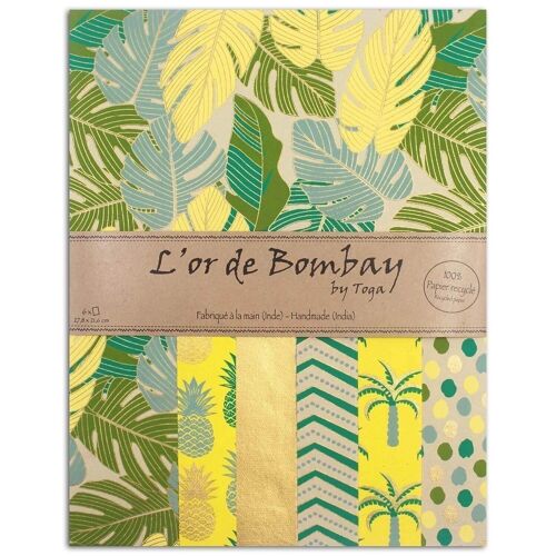 Lot de feuilles Or de Bombay - Jaune Vert Or