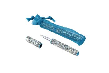 Stylo gomme laque turquoise dans un sac en organza 1