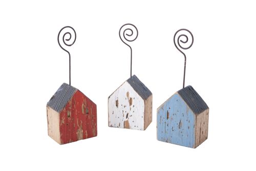 3 Assorted Wooden House Photo Clips