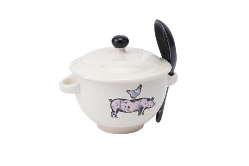 The Little Farmhouse Pig and Hen Soup Bowl