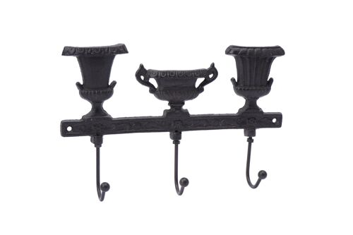 Cast Iron Ribbed Urn Triple Wall hook