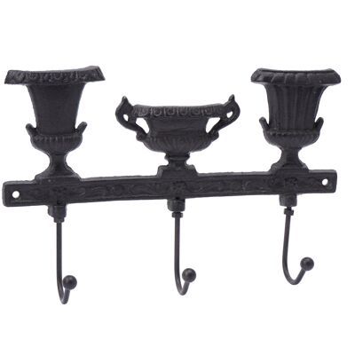 Cast Iron Ribbed Urn Triple Wall hook