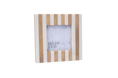White Resin & Natural Wood Stripe 4"x4" Frame