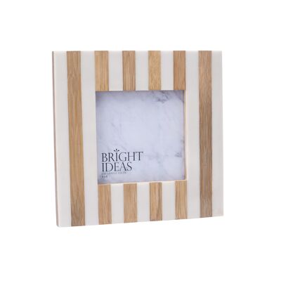 White Resin & Natural Wood Stripe 4"x4" Frame