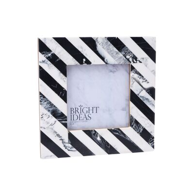 Black & White Stripe 4"x4" Resin Photo Frame