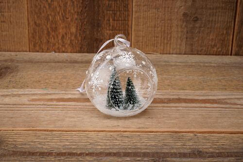 4 Assorted Glass Baubles With Trees