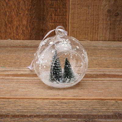 4 Assorted Glass Baubles With Trees