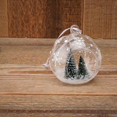 4 Assorted Glass Baubles With Trees