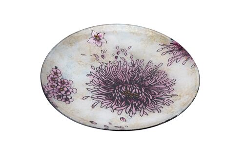 Pink Bloom Glass Large Circular Plate