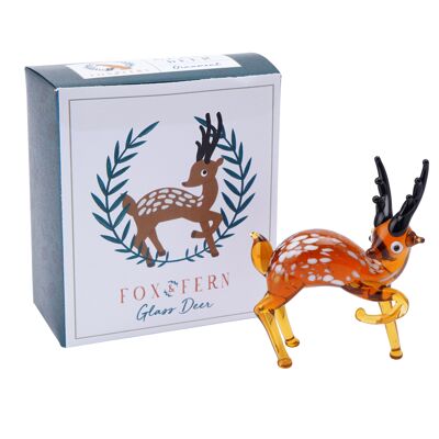 Fox and Fern Glass Deer