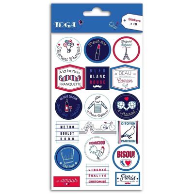 18 Frenchy Stickers - !Blue White Red
