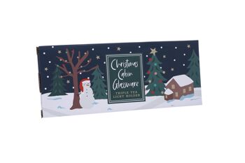 Verre Cabane de Noël 3 x Assiettes pour Bougies Chauffe-Plat 2