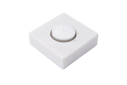 White Square Marble Tea Light Candle Holder