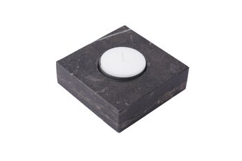 Bougeoir carré en marbre noir pour bougie chauffe-plat 1