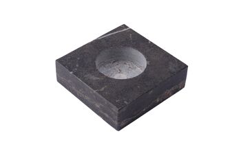 Bougeoir carré en marbre noir pour bougie chauffe-plat 2