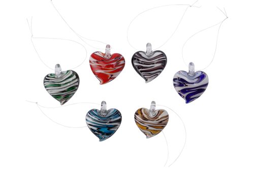 Stock Only- GB05535 - 6 Asst Hanging Glass Hearts