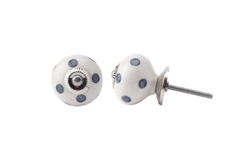 White With Grey Spot Ceramic Drawer Pull