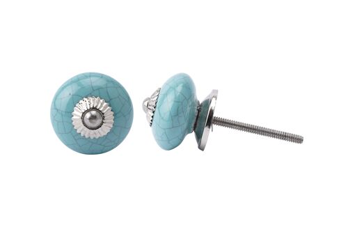 Turquoise Crackled Effect Ceramic Drawer Pull