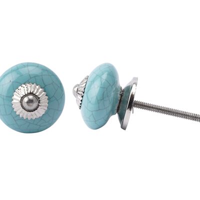 Turquoise Crackled Effect Ceramic Drawer Pull