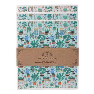 The Potting Shed Pack of Three Eco Cleaning Cloths
