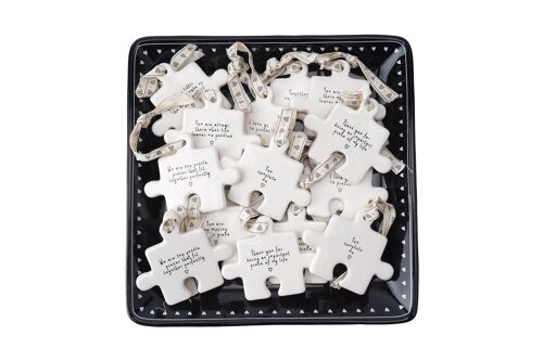 Send With Love 8 Assorted Jigsaw Hangers In Dish