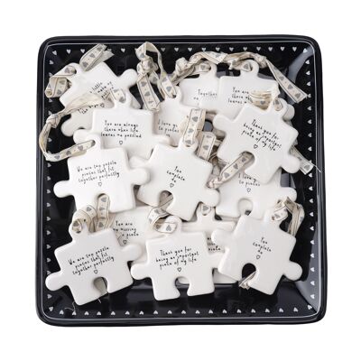 Send With Love 8 Assorted Jigsaw Hangers In Dish