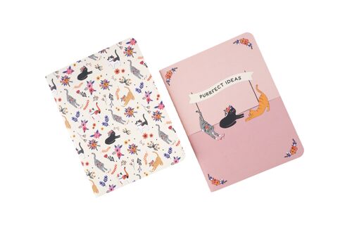 Floral Prints 'Purrfect Ideas' Set of 2 Notebooks