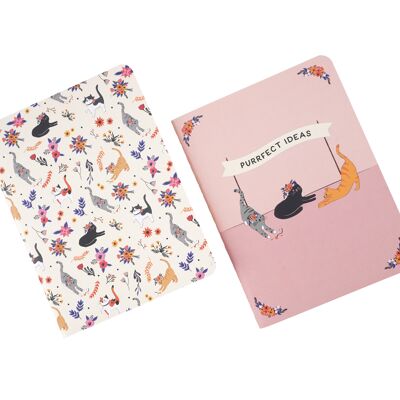 Floral Prints 'Purrfect Ideas' Set of 2 Notebooks