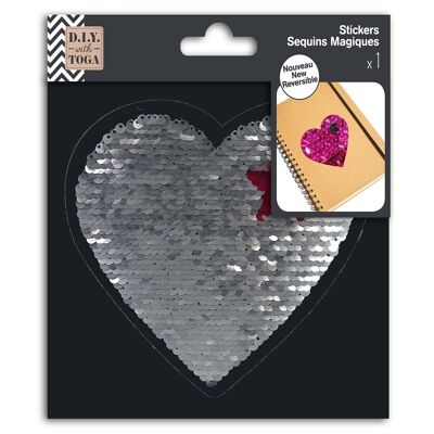 1 Reversible Magic Sequin Sticker - Heart