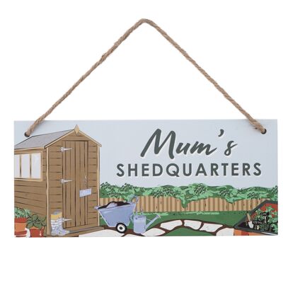 The Potting Shed 'Mum's Shedquarters' Hanging Sign