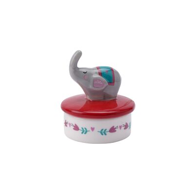 Live Happy Elephant Ceramic Trinket Pot
