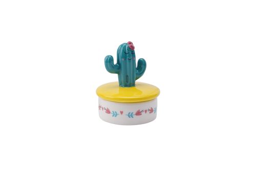 Live Happy Cactus Ceramic Trinket Pot