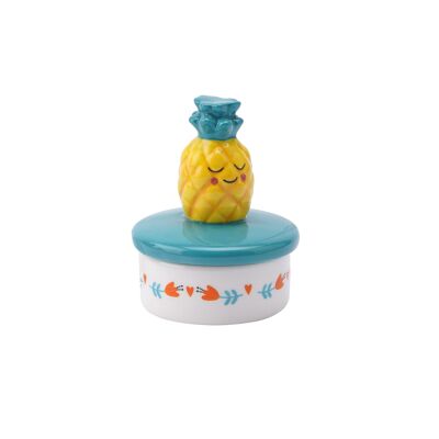 Live Happy Pineapple Ceramic Trinket Pot