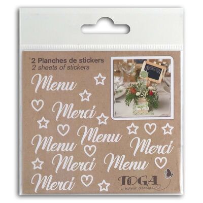 2 planches de stickers 10x10cm - Mariage Blanc