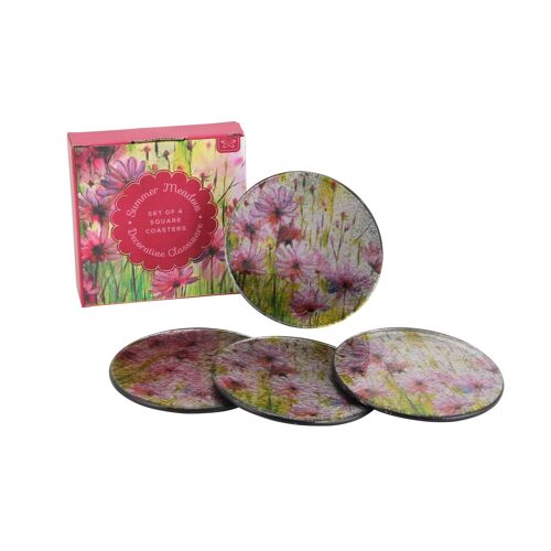 Summer Meadow Round Glass Coasters