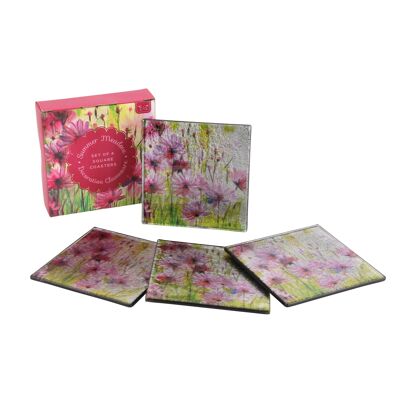 Summer Meadow Square Glass Coasters