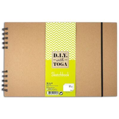 Cuaderno de bocetos kraft en espiral - 30x20cm - 80 páginas de dibujo