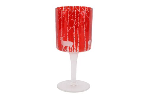 Red Stag Forest Scene Pedestal Tea Light Holder