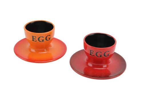 2 Assorted Red and Orange Egg Cups